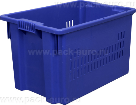 Ящик 600х400х350 дно сплошное, стенки перфорированные  синий, арт. 604