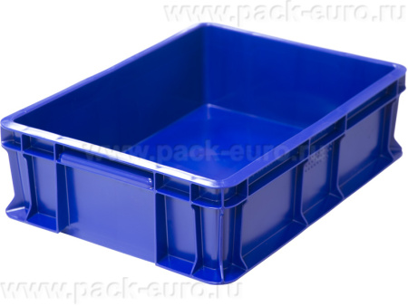 Ящик 400х300х120 сплошной, с внешней ручкой  синий, арт. 701.03.02