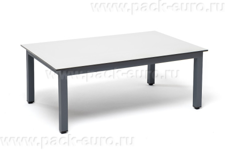"Канны" журнальный столик из HPL 90х60, H40, каркас серый (RAL7024), цвет столешницы "молочный"