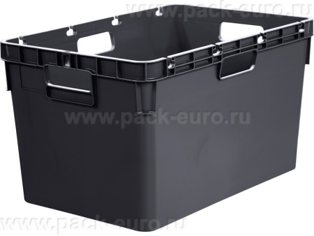 Ящик 600x400x340 сплошной, стенки с отверстиями для пакетов  чёрный, арт. 4-6434-1