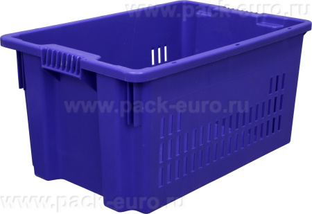 Ящик 600х400х300 дно сплошное, стенки перфорированные  синий, арт. 602