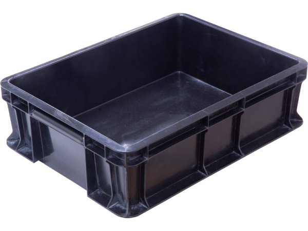 Ящик п/э 400x300x120 мм сплошной, с внешней ручкой, антистатический, код: 32437, арт. 701.03.02 ESD