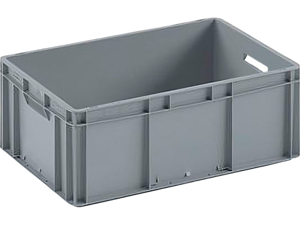 Ящик п/п 600х400х220 сплошной серый, гладкое дно, открытые ручки, арт. ЕС 6422.1 Ящик п/п 600х400х220 сплошной серый, гладкое дно, открытые ручки, арт. ЕС 6422.1