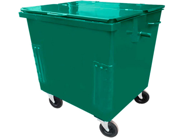 Контейнер металл 1100л. с крышкой, на колесах зелёный, арт. КТБО-1,1 Контейнер металл 1100л. с крышкой, на колесах зелёный, арт. КТБО-1,1