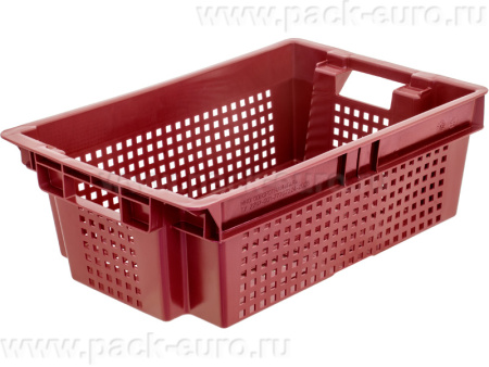 Ящик перфорированный 600×400×200, арт.: 102 мск, объём 37, красный, код: 28420, арт. 102 МСК