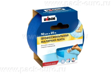 Профессиональная малярная лента для наружных работ, 50 мм х 25 м, синяя