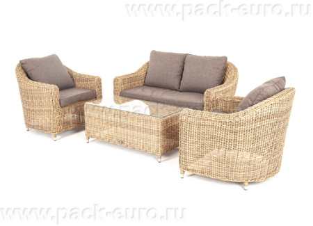 "Кон Панна" лаунж-зона из искусственного ротанга, цвет соломенный