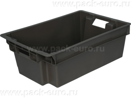 Ящик п/э мясной сплошной 600х400х200 цв. чёрный, арт. 206 (1,7) мск