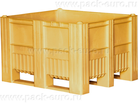 BoxPallet 1200x1000x740 мм сплошной на полозьях желтый, арт. C-Box 1210 S (740) желтый, код: 20440, арт. C-Box 1210 S (740) желтый