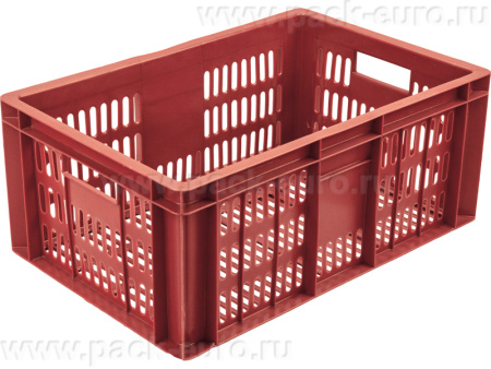 Ящик п/э колбасный 600х400х250 с перфорацией красный, арт. 201 (1,7)