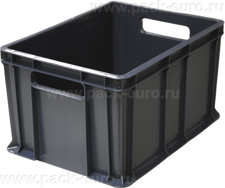 Ящик 400х300х230 сплошной, с ручками  чёрный, арт. 703.03.01