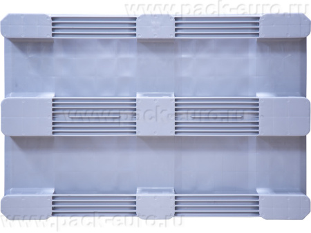 Паллет 1200x800х160 сплошной, гигиенический, на 3-х полозьях, арт. IR 1208-3R-G серый, код: 14055, арт. IR 1208-3R-G серый