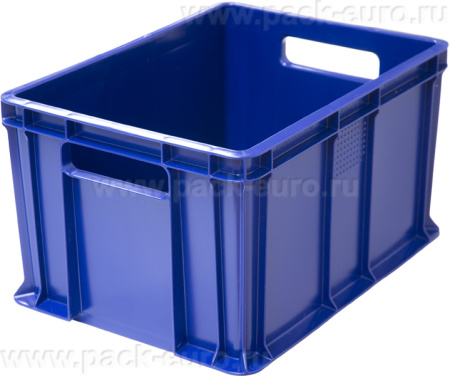 Ящик 400х300х230 сплошной, с ручками  синий, арт. 703.03.01