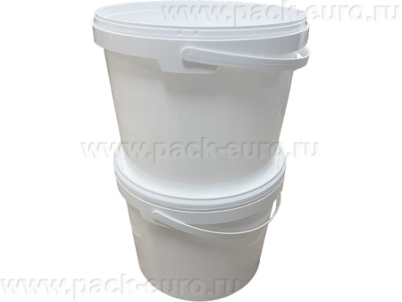 Ведро 10,7л круглое, с пластиковой ручкой, с белой крышкой, код: 36791, арт. ВП 10,7б бел