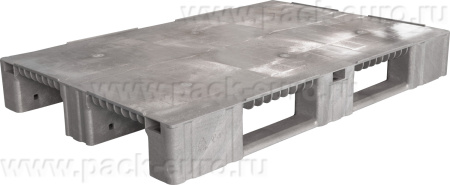 Паллет 1200x800х150 сплошной, на 3-х полозьях  серый, арт. TR 1208-1 серый