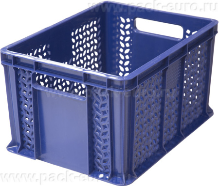 Ящик 400х300х230 дно сплошное, стенки перфорированные, с ручками  синий, арт. 703.02.01