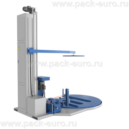 Автоматический паллетоупаковщик ПЗО BPW-2400ЕАС с прижимом, Е-образной платформой и автоматической обрезкой стрейч