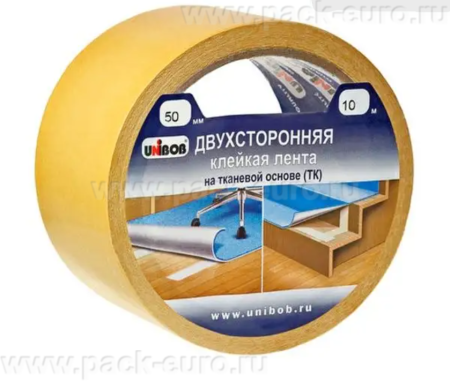 Профессиональная двухсторонняя КЛ UNIBOB для укладки ковровых покрытий на деликатные поверхности, 50 мм х 10 м (ткань)