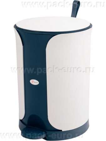 Бак 18л. с крышкой, с педалью, Sтилъ цв. сине-белый, арт. МБ-18 Sтилъ сине-белый