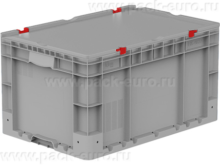 Ящик 600х400х335 сплошной, усиленное дно, демпфер по углам, с крышкой цв. серый, код: 40210, арт. HK 4632 WL