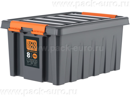 Ящик  335х220х155 мм с крышкой и клипсами PRO,  антрацит, арт. Rox Box PRO 8