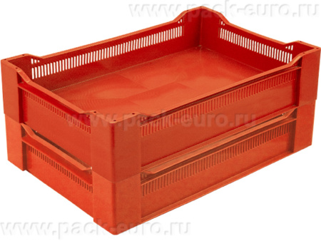 Ящик перфорированный 600×400×135, арт.: 120, объём 32.4, красный, код: 07728, арт. 120