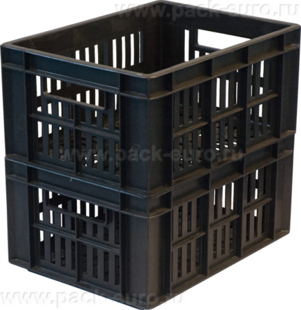 Ящик перфорированный 400×300×200, арт.: 302, объём 24, чёрный, код: 00415, арт. 302