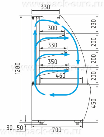 Витрина холодильная K70 VM 0,9-2 STANDARD открытая, горка (9005) от компании Европактрейд