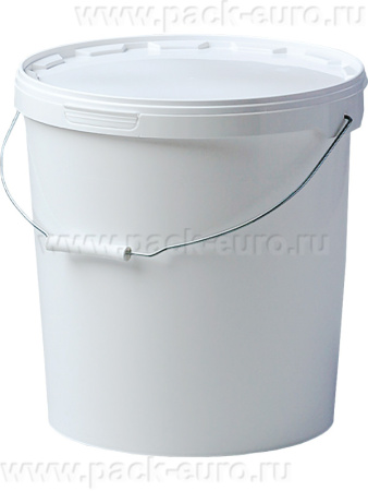 Ведро 18л. круглое, с ручкой металл, с белой крышкой  белый, арт. ВП 18