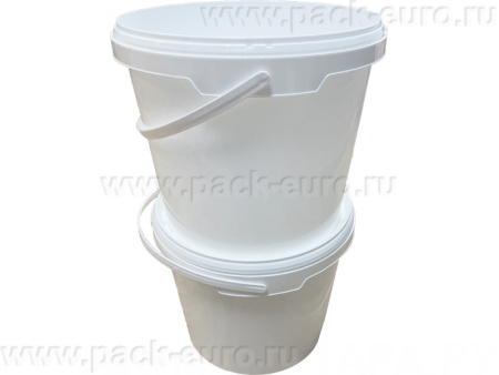 Ведро 5,7л круглое, с пластиковой ручкой, с белой крышкой, код: 36272, арт. ВП 5,7б бел