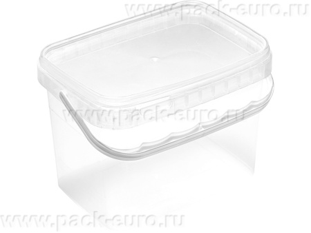 Ведро п/п 1л. прямоугольное, с прозрачной крышкой, код: 33222, арт. ВПпр 1 (Э) прозр