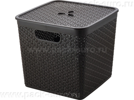 Корзина 310х310х280 21л. для хранения, с крышкой, стенки перф, код: 36162, арт. Keeplex Rattan 21
