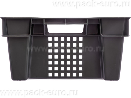 Ящик перфорированный 600×400×200, арт.: 102, объём 37, чёрный, код: 00342, арт. 102 ВС