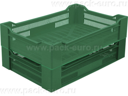 Ящик перфорированный 600×400×135, арт.: 119, объём 32.4, зелёный, код: 03005, арт. 119
