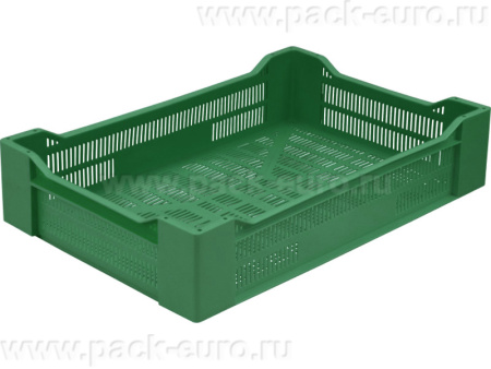Ящик перфорированный 600×400×135, арт.: 119, объём 32.4, зелёный, код: 03005, арт. 119