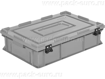 Ящик 600х400х165 сплошной, усиленное дно, с крышкой цв. серый, код: 40218, арт. HP 4615 WL