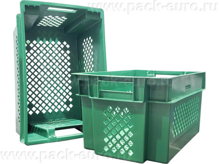 Ящик перфорированный 600×400×300, арт.: 108, объём 50, зелёный, код: 18309, арт. 108