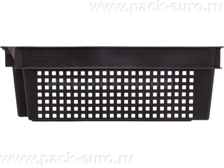 Ящик перфорированный 600×400×200, арт.: 102, объём 37, чёрный, код: 00342, арт. 102 ВС