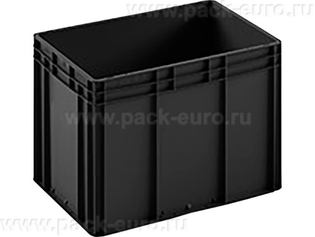 Ящик п/п 600х400х420 сплошной чёрный, гладкое дно, закрытые ручки, арт. ЕС 6442.2 R