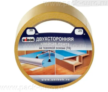Двухсторонняя КЛ UNIBOB, 38 мм х 25 м (ткань) 