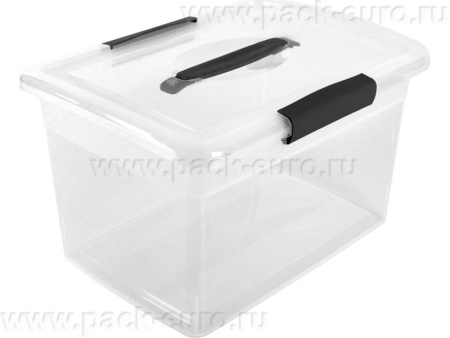 Ящик 370х274х222 14л. для хранения, с крышкой, на клипсах, с ручкой, код: 36199, арт. Keeplex Vision 14.1