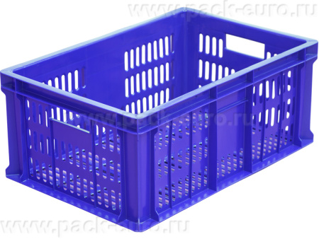 Ящик 600х400х250 с перфорацией  синий, арт. 201