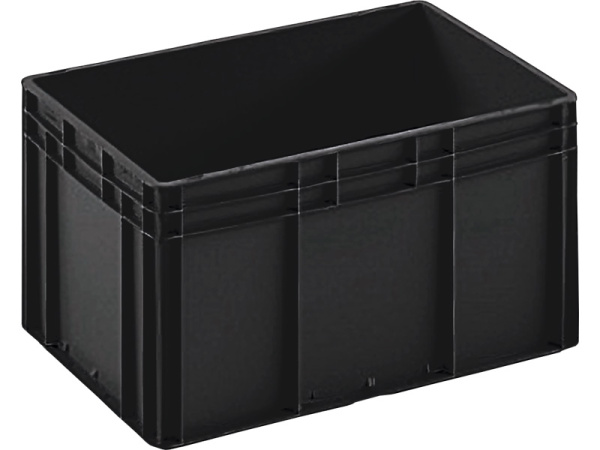 Ящик п/п 600х400х320 сплошной чёрный, гладкое дно, закрытые ручки, арт. ЕС 6432.2 R Ящик п/п 600х400х320 сплошной чёрный, гладкое дно, закрытые ручки, арт. ЕС 6432.2 R