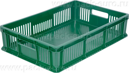 Ящик 600х400х140 мм дно сплош.стенки перф.с ручками зеленый морозостойкий, арт. 705.02.01 м