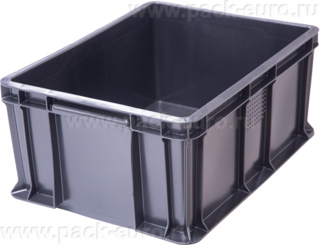 Ящик 400х300х180 сплошной, с внешней ручкой  чёрный, арт. 702.03.02