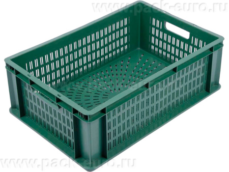 Ящик перфорированный 600×400×200, арт.: 6420-22, объём 40, зелёный, код: 26727, арт. 6420-22