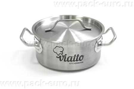 Кастрюля нерж с тройным дном 140х85мм объем 1.3L с дв.ручками,101612 (Viatto), арт. 101612
