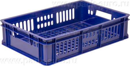 Ящик 600х400х150 с перфорацией  синий, арт. 418