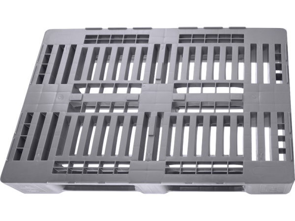 Паллет пластиковый перфорированный 1200х800х160 c бортиком 7 мм на 3 полозьях EURO Н1, арт. CR EURO H1 серый