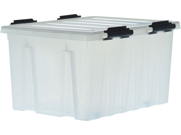 Ящик 740х565х400  мм с крышкой и клипсами, на роликах, прозрачный, арт. Rox Box 120 Ящик 740х565х400  мм с крышкой и клипсами, на роликах, прозрачный, арт. Rox Box 120